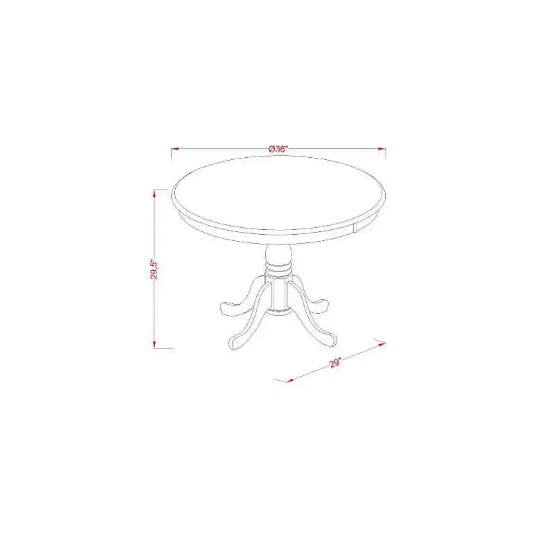 Ensemble de salle à manger rond - Table de 91 cm et 2 chaises - Tissu lin - Finition café foncé