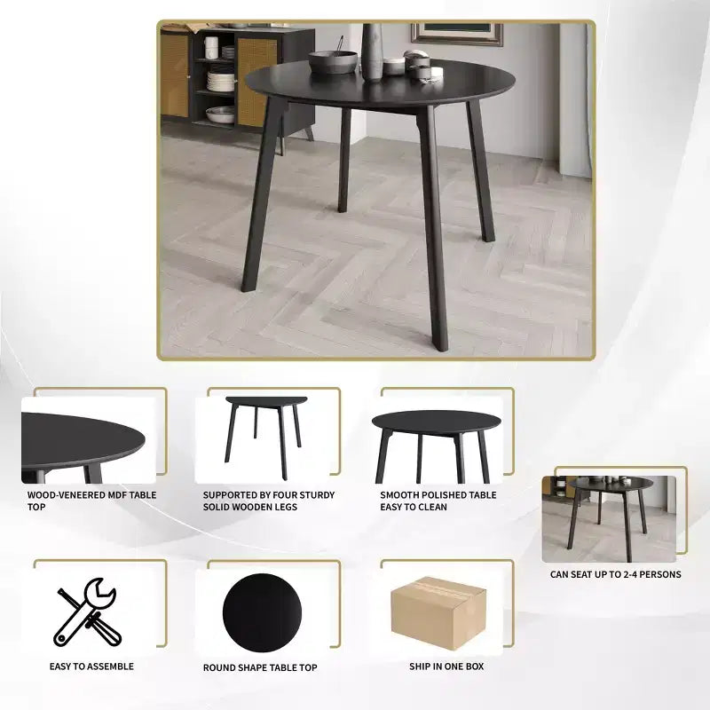 ChaletPosh Ensemble de salle à manger 5 pièces avec chaises de salle à manger déhoussables en lin