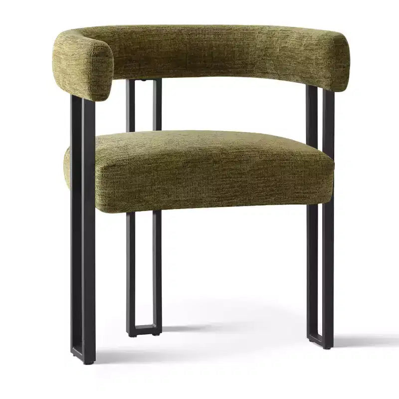 Ensemble de salle à manger rond 7 pièces avec 6 chaises rembourrées en chenille, table moderne sur pied de 52 po avec chaises de salle à manger à pieds en métal pour la cuisine-Panipeachy
