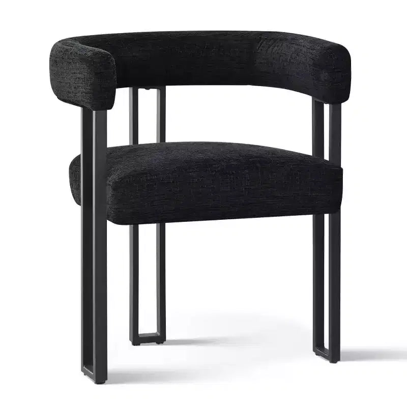 Ensemble de salle à manger rond 7 pièces avec 6 chaises rembourrées en chenille, table moderne sur pied de 52 po avec chaises de salle à manger à pieds en métal pour la cuisine-Panipeachy