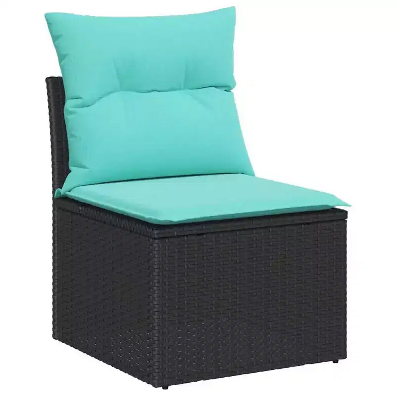 vidaXL Salon de jardin 6 pcs Noir 55 x 62 x 69 cm Résine tressée - Noir sans table Bleu