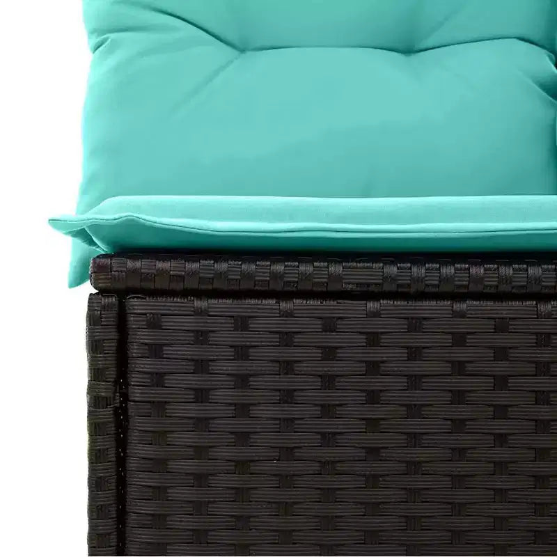 vidaXL Salon de jardin 6 pcs Noir 55 x 62 x 69 cm Résine tressée - Noir sans table Bleu