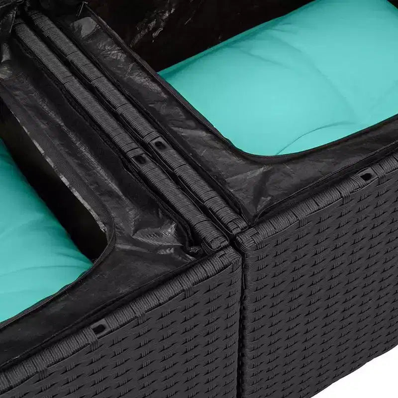 vidaXL Salon de jardin avec coussins 6 pcs résine tressée Noir - Noir Bleu