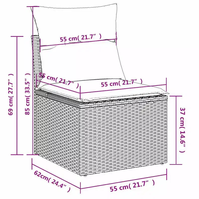 vidaXL Salon de jardin 7 pcs avec coussins résine tressée noir