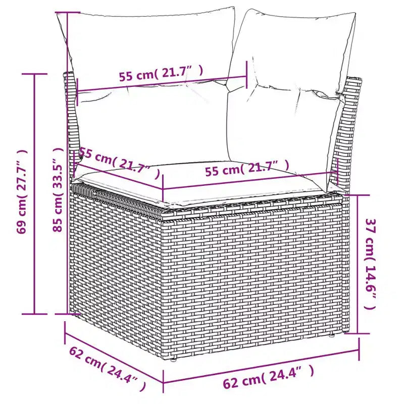 vidaXL Salon de jardin avec coussins Mobilier d'extérieur 14 pièces Résine tressée