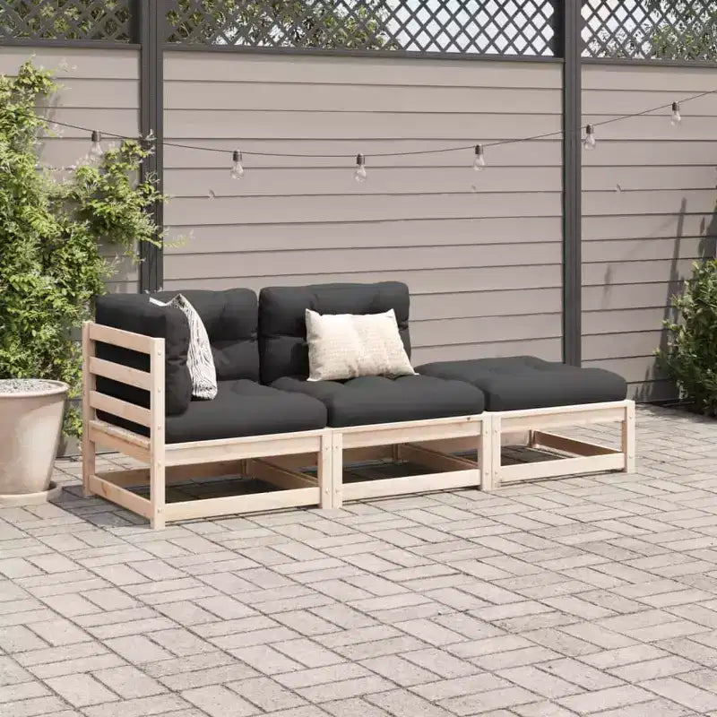 vidaXL Ensemble de canapés de jardin modulable 3 pièces en pin massif avec coussins