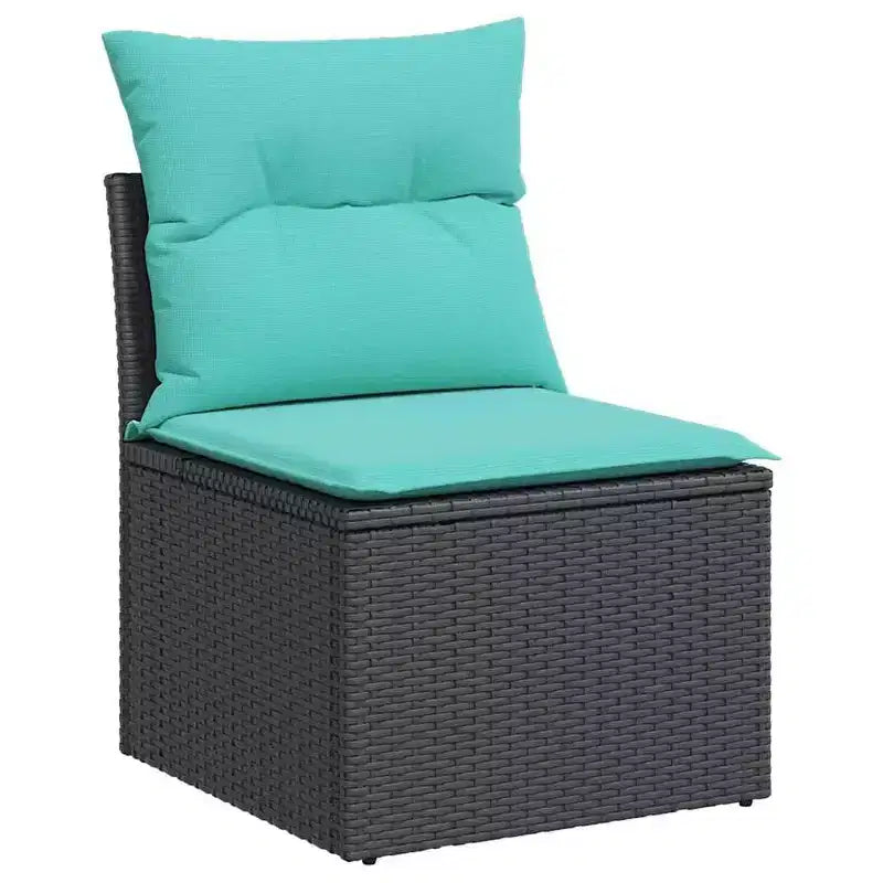 vidaXL Salon de jardin avec coussins, canapé d'angle, 6 pièces, résine tressée