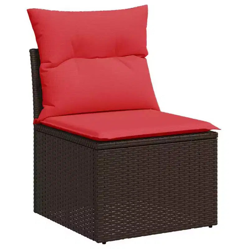 vidaXL Salon de jardin 8 pcs avec coussins résine tressée - Marron Sans rangement