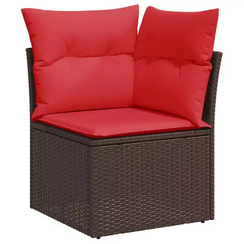 vidaXL Salon de jardin 8 pcs avec coussins résine tressée - Marron Sans rangement
