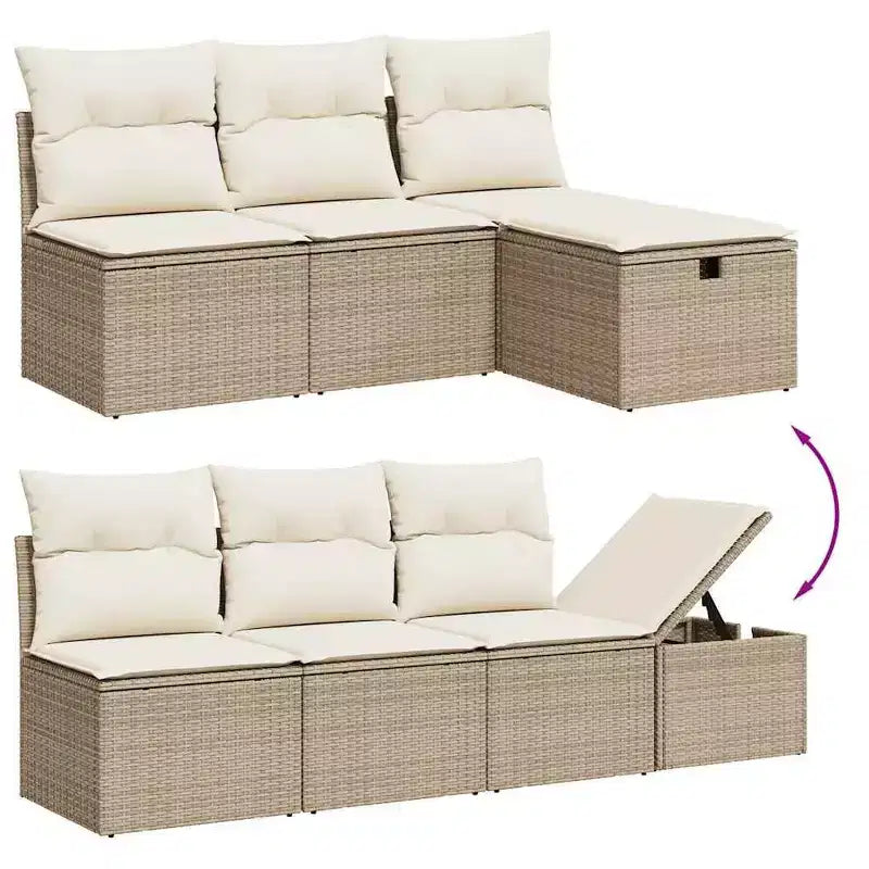 vidaXL Salon de jardin 8 pièces en résine tressée avec coussins, modulable et table réglable