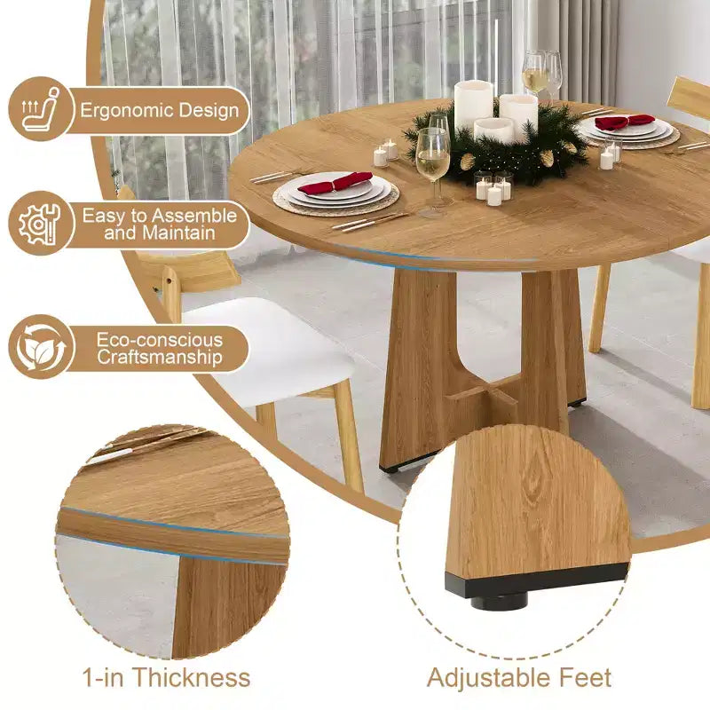 Ensemble de salle à manger 3 pièces GDFStudio Haven Farmhouse en bois et simili cuir
