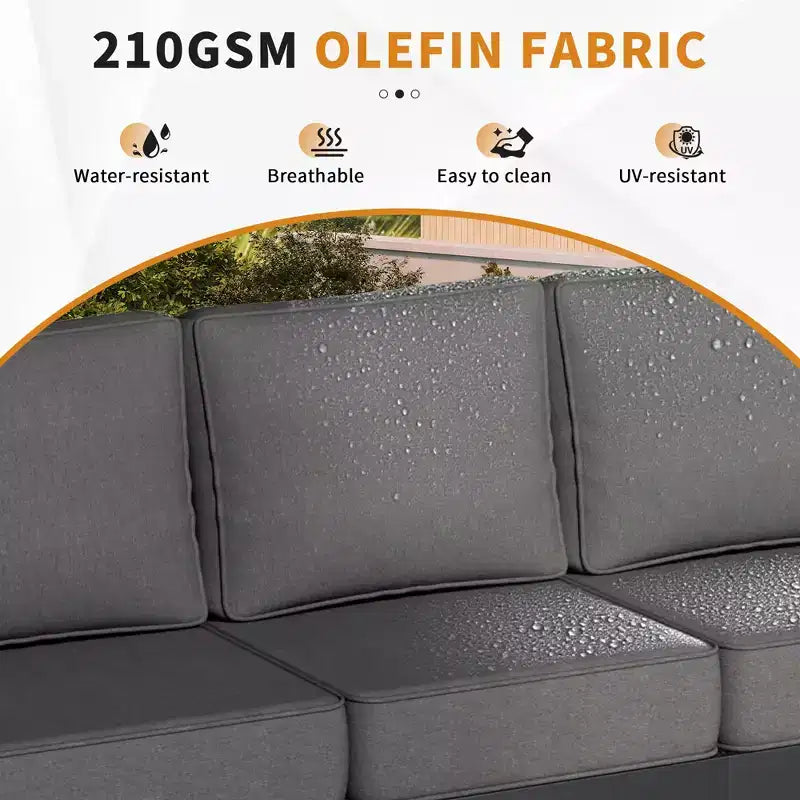 Ensemble d'extérieur 5 pièces UPTIOT : canapé 3 places, 2 chaises, foyer et table basse avec tissu oléfine imperméable pour patio/arrière-cour