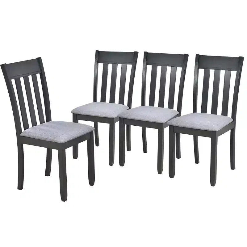 Ensemble table à manger ronde extensible, 5 pièces, table à manger en bois avec 4 chaises, ensemble de salle à manger pour 4 personnes