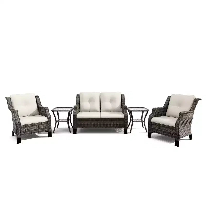 UPTIOT Ensemble d'extérieur 5 pièces avec causeuse, fauteuils et tables d'appoint