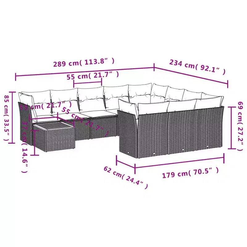 vidaXL Salon de jardin modulable avec coussins