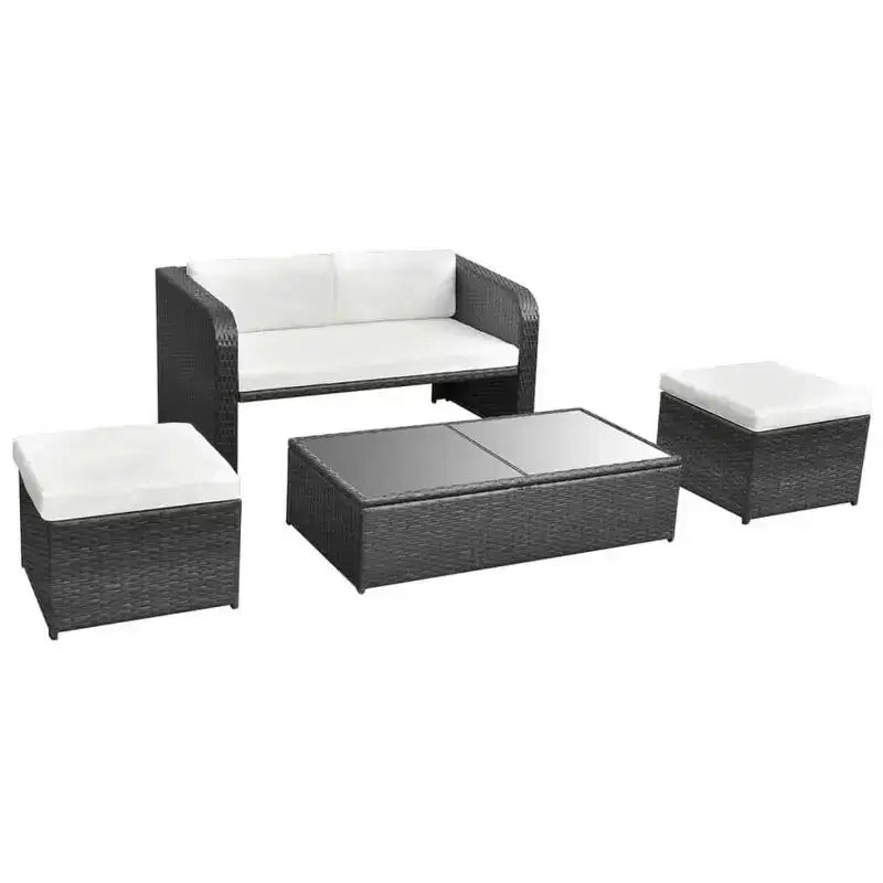 vidaXL Salon de jardin Salon de jardin avec table Résine tressée