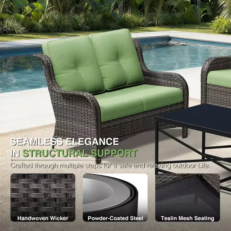 Ensemble de canapé d'extérieur 2 places UPTIOT Premium avec fauteuils pivotants et poufs multifonctionnels