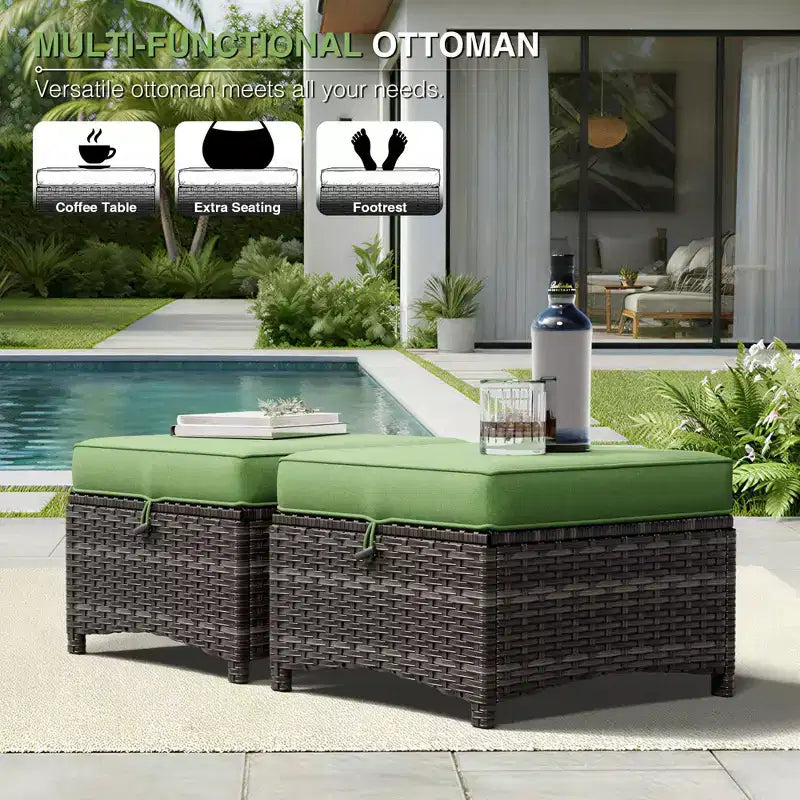Ensemble de canapé d'extérieur 2 places UPTIOT Premium avec fauteuils pivotants et poufs multifonctionnels