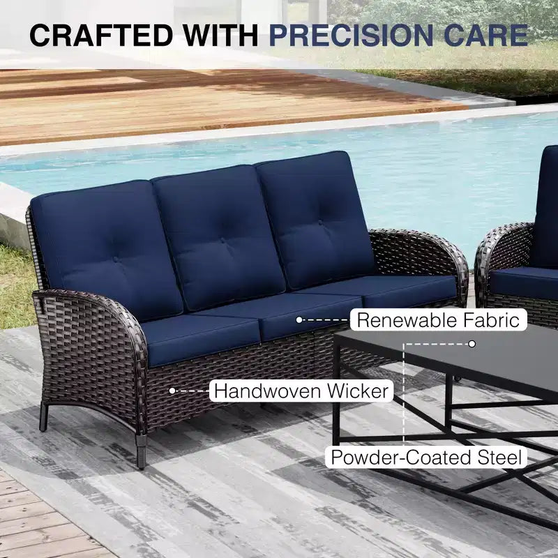 UPTIOT Ensemble de canapé d'extérieur modulaire avec poufs convertibles et coussins résistants aux intempéries