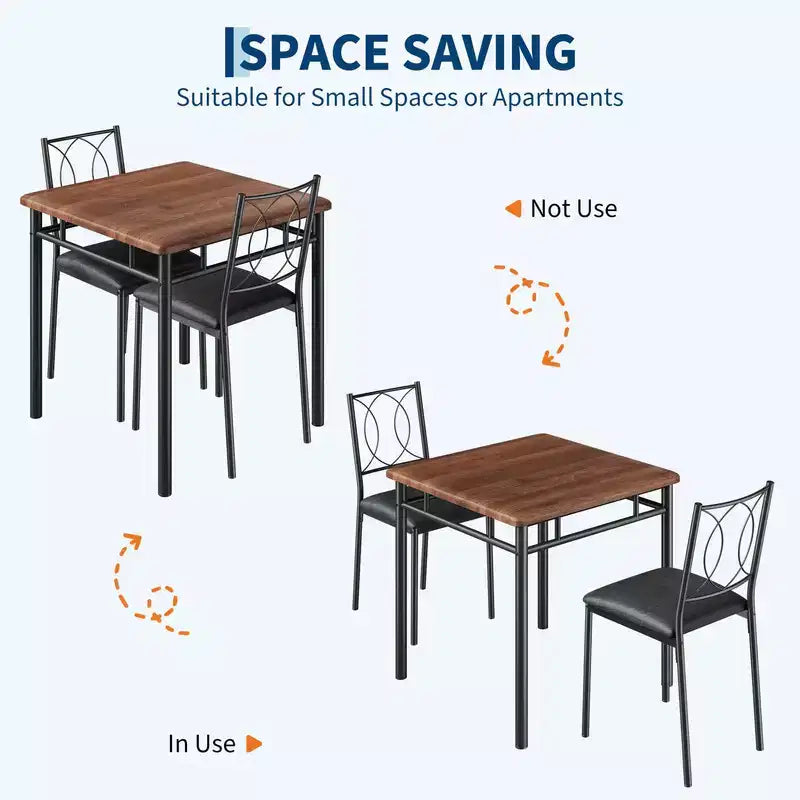 Ensemble table et chaises pour 2, petite table de cuisine avec 2 chaises rembourrées, table et chaises de salle à manger en bois de style ferme pour cuisine, appartement