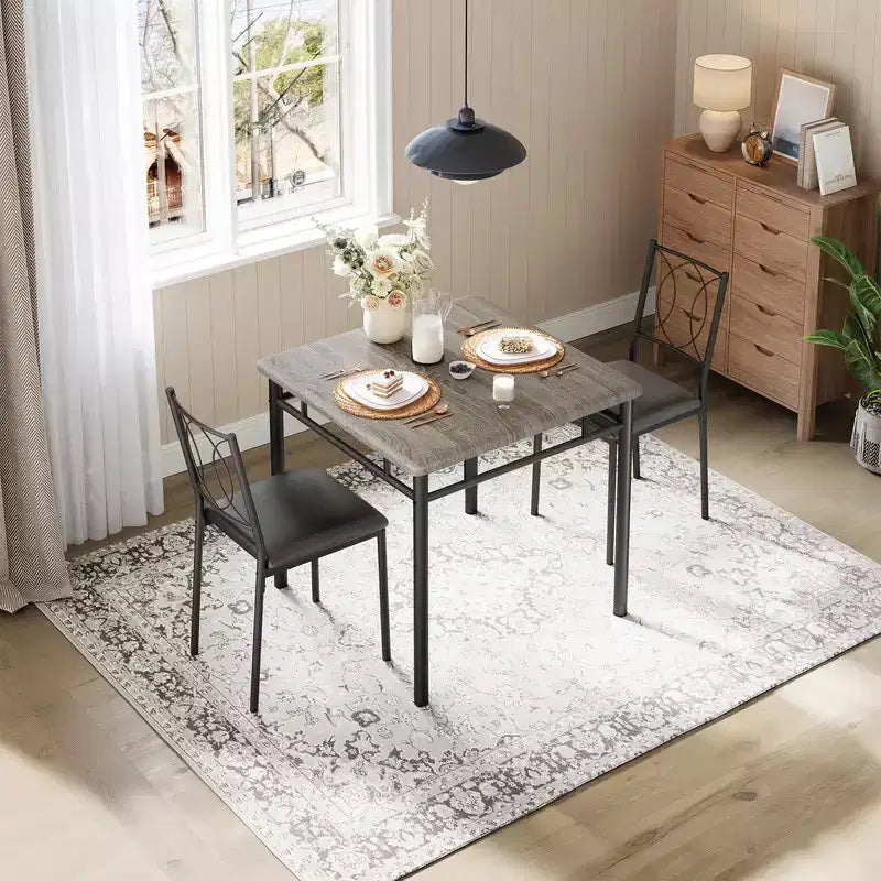 Ensemble table et chaises pour 2, petite table de cuisine avec 2 chaises rembourrées, table et chaises de salle à manger en bois de style ferme pour cuisine, appartement