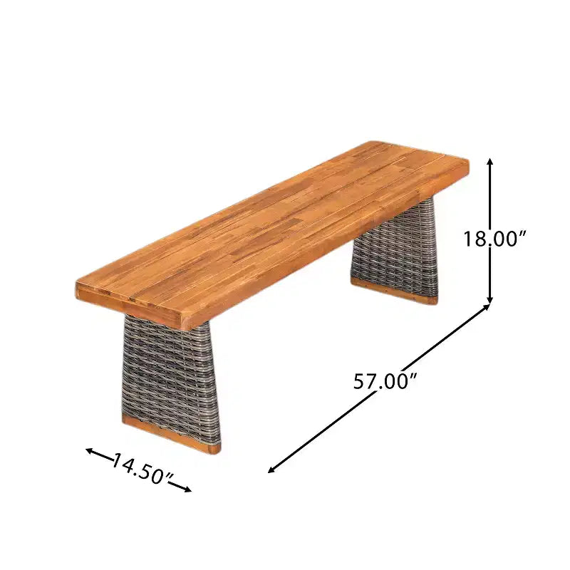 Christopher Knight Home Clara Ensemble de repas d'extérieur 3 pièces en acacia rustique avec bancs en rotin