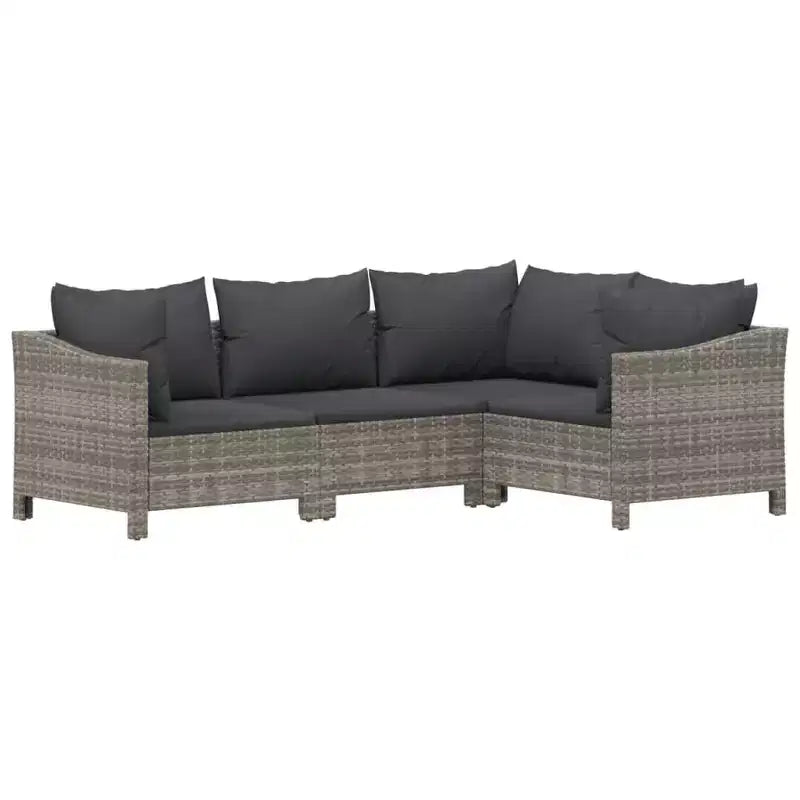 vidaXL Salon de jardin gris en résine tressée, acier enduit de poudre, tissu