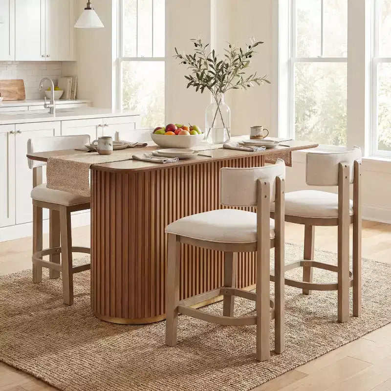 Christopher Knight Home Quini Ensemble de salle à manger moderne 5 pièces en bois avec piédestal et pieds en bois d'hévéa
