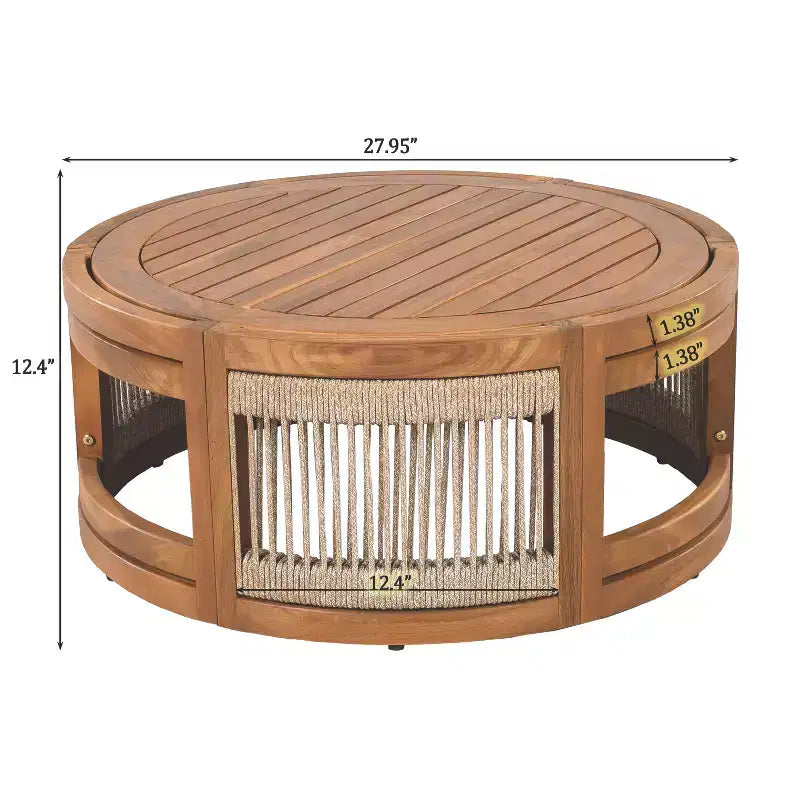 Christopher Knight Home Swedy, ensemble de 5 pièces de mobilier d'extérieur en bois d'acacia avec sièges baignoire incurvés et corde tressée