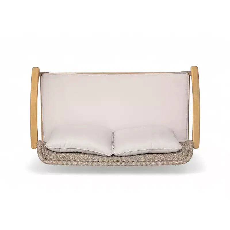 Ensemble de conversation ModernLuxe en bois d'acacia pour l'extérieur, ensemble de canapés de patio avec dossier en corde tressée et table basse, finition teck clair