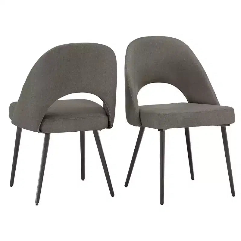 Ensemble table à manger ronde Jolana 45 et chaises de salle à manger tapissées - iNSPIRE Q