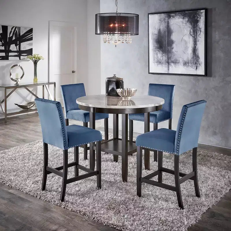 Salle à manger Banforth – 5 pièces – Bleu – iNSPIRE Q