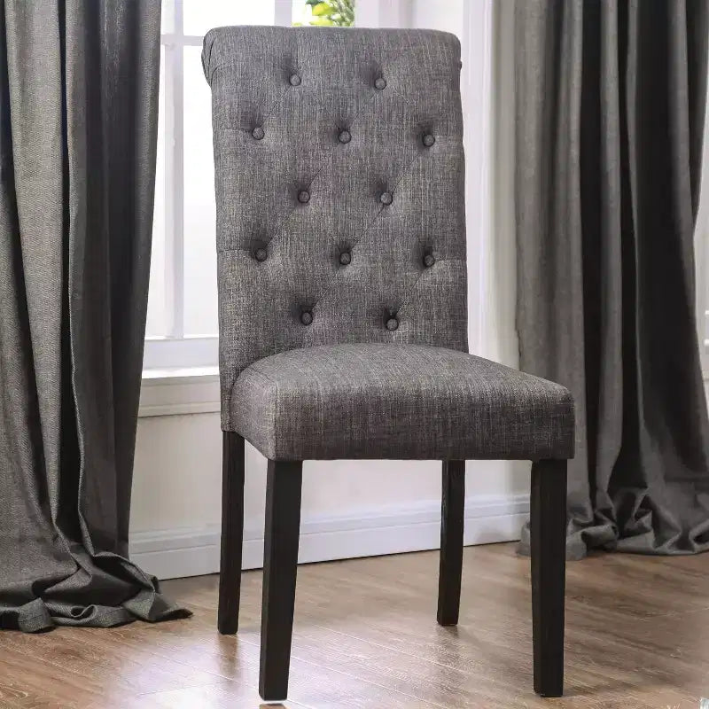 HOMES: Inside + Out Ensemble de salle à manger 7 pièces Hepburn noir antique/gris : Table rectangulaire, 6 chaises rembourrées