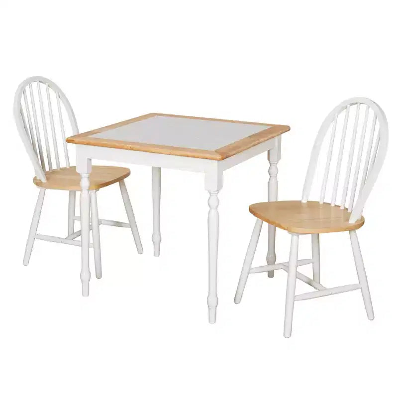 Buylateral 3pc Chester Square Tile Top Dining Set White/Natural