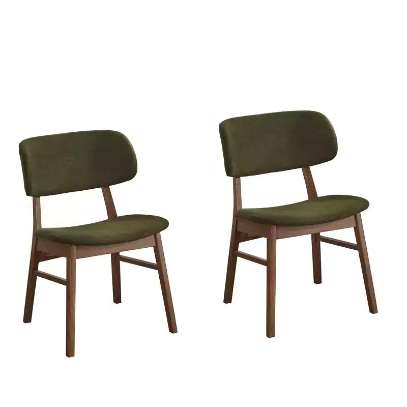 Lifestorey Rory Ensemble de salle à manger rectangulaire 5 pièces du milieu du siècle, noyer/noir/vert : 4 chaises rembourrées