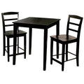 Set of 3 30" Square Counter Height Table with 2 Madrid Dining Sets Black - International Concepts: Solid Wood, Non-Extension