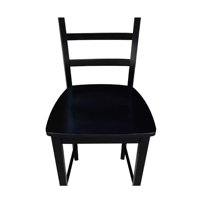 Ensemble de 3 tables carrées de 76 cm de hauteur de comptoir avec 2 ensembles de salle à manger Madrid noirs - International Concepts : Bois massif, non extensible