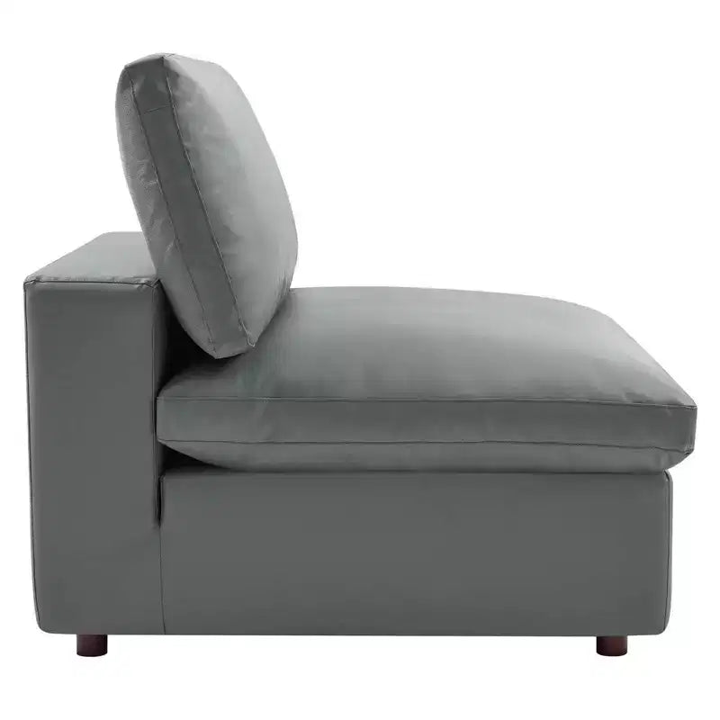 Ensemble de canapé d'angle en cuir végétalien 5 places rembourré en duvet Commix gris – Modway : Confort moelleux, mobilier de maison moderne