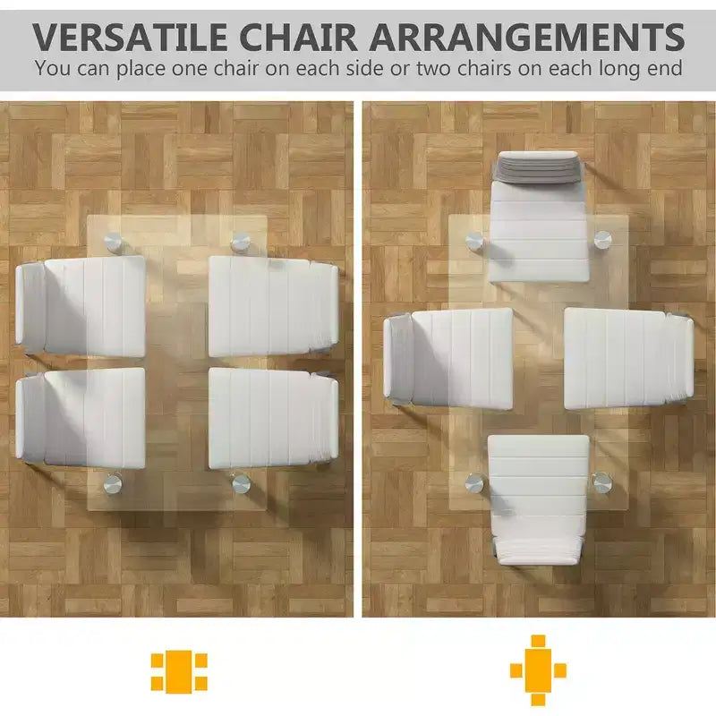 Ensemble de salle à manger 5 pièces Costway Table de 75,2 cm et 4 chaises Meubles de cuisine en verre et métal Blanc