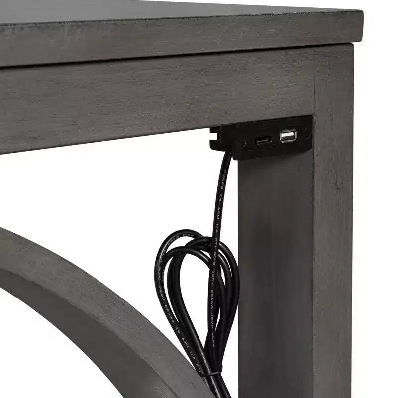 Ensemble de salle à manger 3 pièces à hauteur de comptoir de style ferme avec port USB et tabourets rembourrés - ModernLuxe
