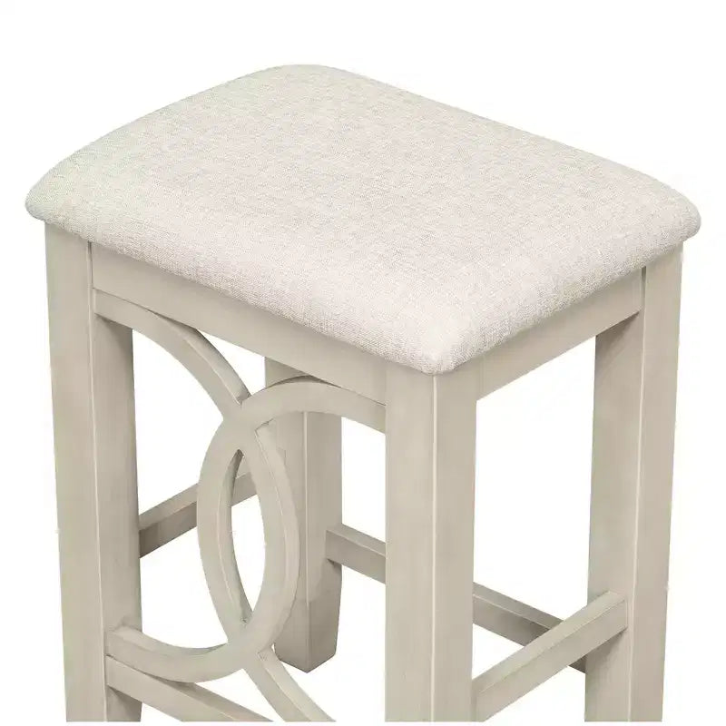 Ensemble de salle à manger 3 pièces à hauteur de comptoir de style ferme avec port USB et tabourets rembourrés - ModernLuxe