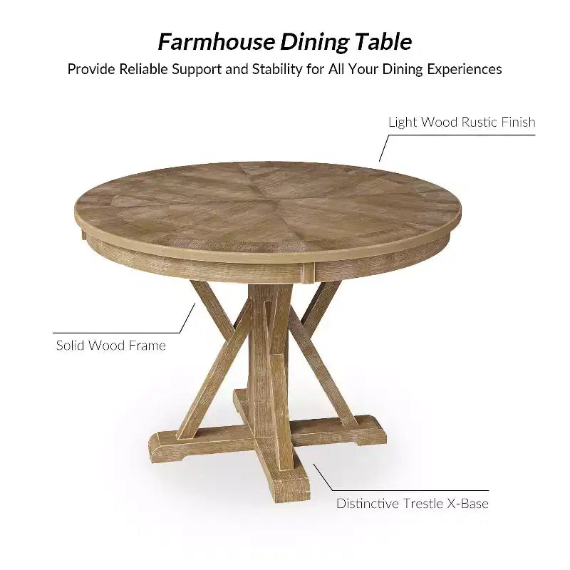Ensemble de salle à manger rond 5 pièces Noelia naturel avec 4 chaises et table ronde | ART OF LIVING DESIGNS-Naturel