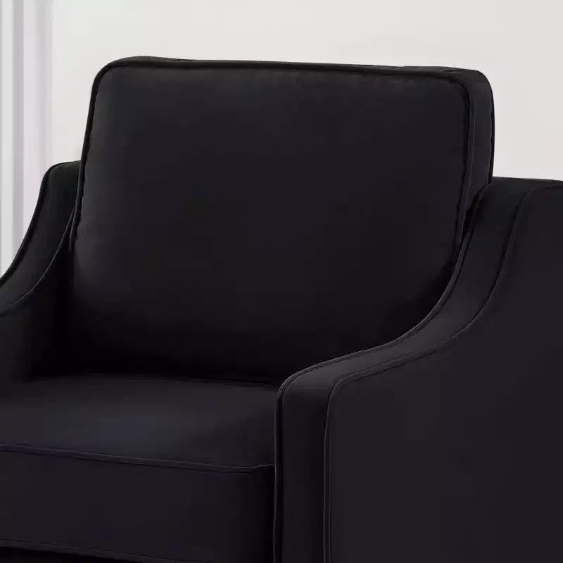 Fauteuil/Causeuse/Canapé 3 places rembourré avec accoudoirs arrondis et pieds en bois, Bleu marine/Noir/Taupe, 4W-ModernLuxe