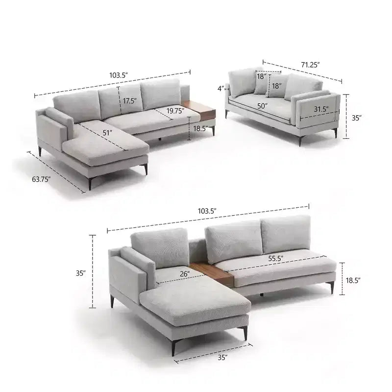 Morden Fort - Canapé Sectionnel en U, Design Minimaliste, 5 Places, Style Nuage avec Causeuse pour Salon, en Lin
