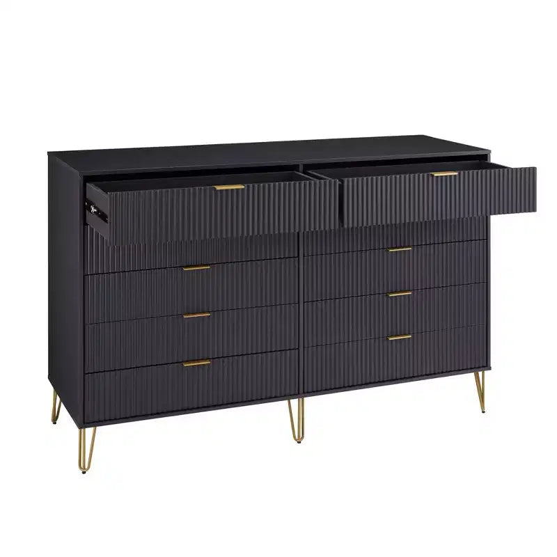 Ensemble commode 2 tiroirs et commode double 10 tiroirs Manhattan Comfort Dumbo 2 pièces moderne