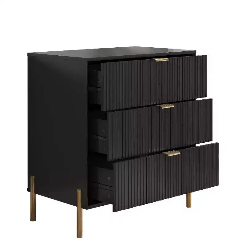 Festivo Ensemble 3 tables de chevet à 3 tiroirs et 1 commode à 5 tiroirs Élégance Moderne