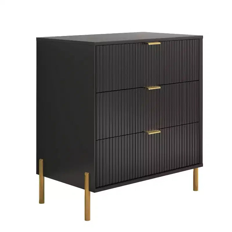 Festivo Ensemble 3 tables de chevet à 3 tiroirs et 1 commode à 5 tiroirs Élégance Moderne
