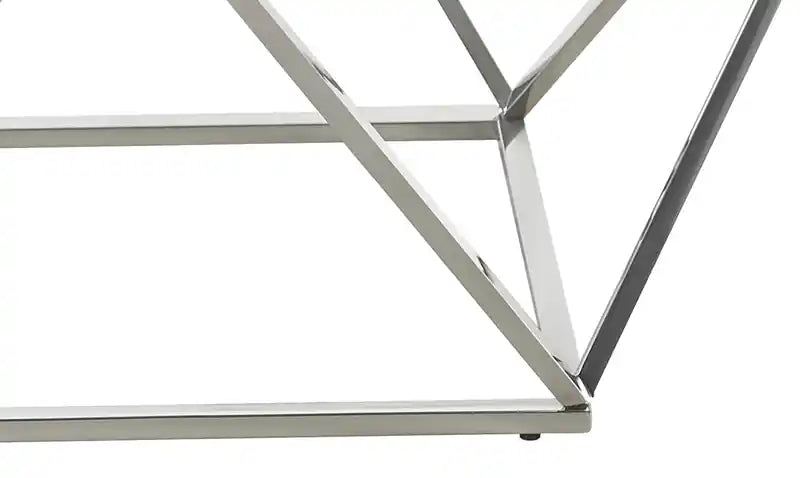 Table basse carrée moderne de 31,5 po – Plateau en marbre blanc avec base en métal chromé