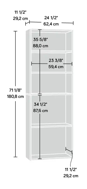 Bibliothèque à 5 étagères 24,75 - Chêne Highl&