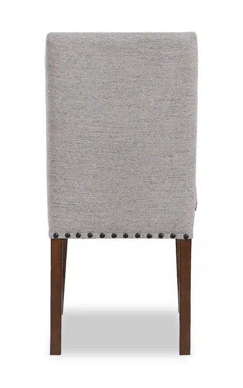 Chaise de salle à manger en tissu polyester et garniture cloutée - Beige et marron